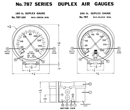 785 & 786 Series 4 inch Gauges technical drawing
