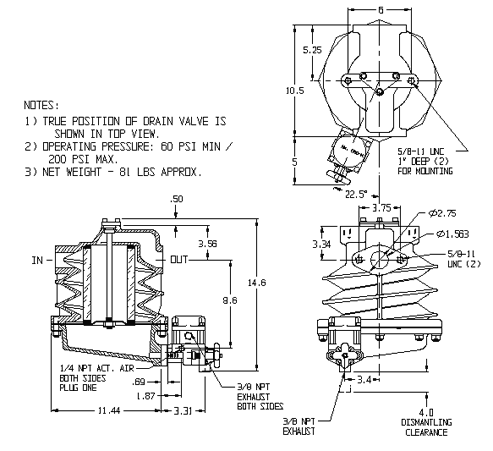 824-131 Dual Stage Filters technical drawing