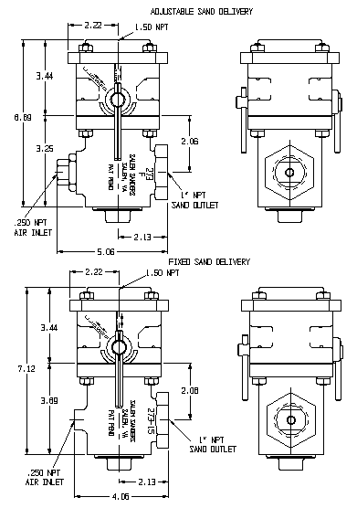573 Series Sand Trap with Rotary Shut-Off technical drawing