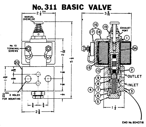 311 Series technical drawing