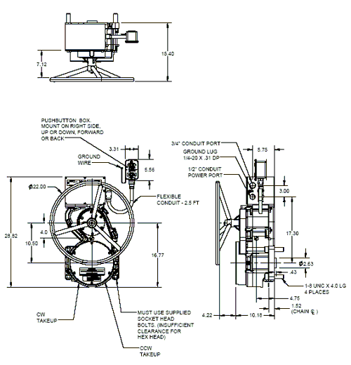 SafeSet Wheel Style Locomotive Parking Brake technical drawing