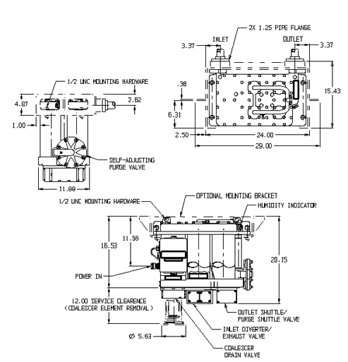 994-100 Series Air Dryer System technical drawing