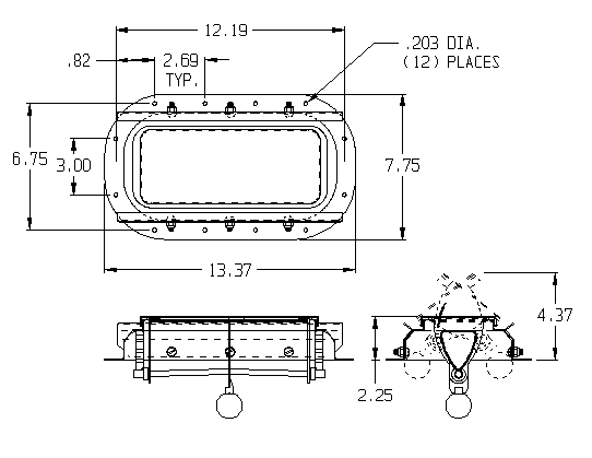 626 Series Two-way Ventilator technical drawing