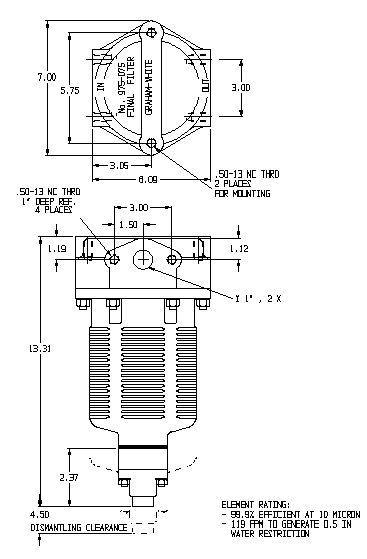 975 Series Final Filter technical drawing
