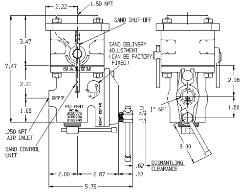 277 Series Sand Trap with Rotary Shut-Off technical drawing