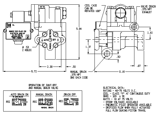 880 Series Automatic Electric Drain Valve technical drawing