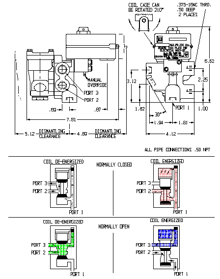 600 Series Relay Valves technical drawing
