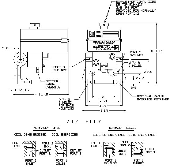 712, 812, 912 Series Solenoid Valves technical drawing